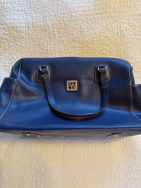 Navy Blue Satchel with Gold Logo Dooney and Bourke